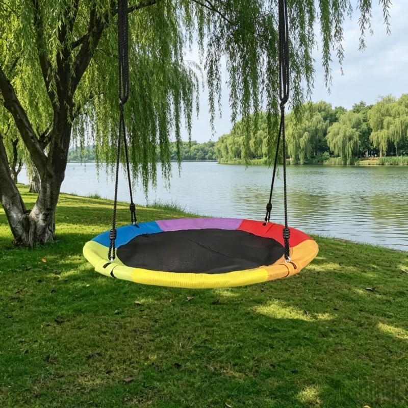 Kids Outdoor Hammock - Runde Oxford-Netz-Hängematte für Kinder mit Hängeseil,
