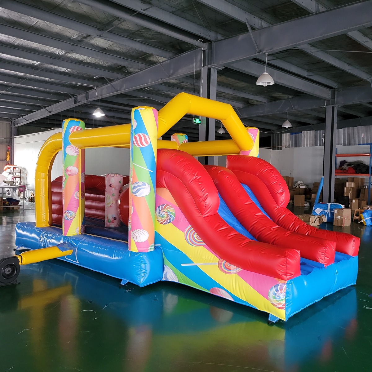 Play Kids Outdoor - Kommerzielles PVC-Planen-Hüpfburg-Trampolin-Rutsche-Kombi Outdoor-Spielcenter für Kinder