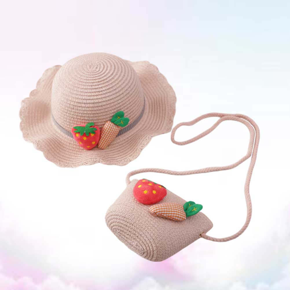 Play Kids Outdoor - 1 Set Kinder Stroh Sonnenschutzhut Rosa