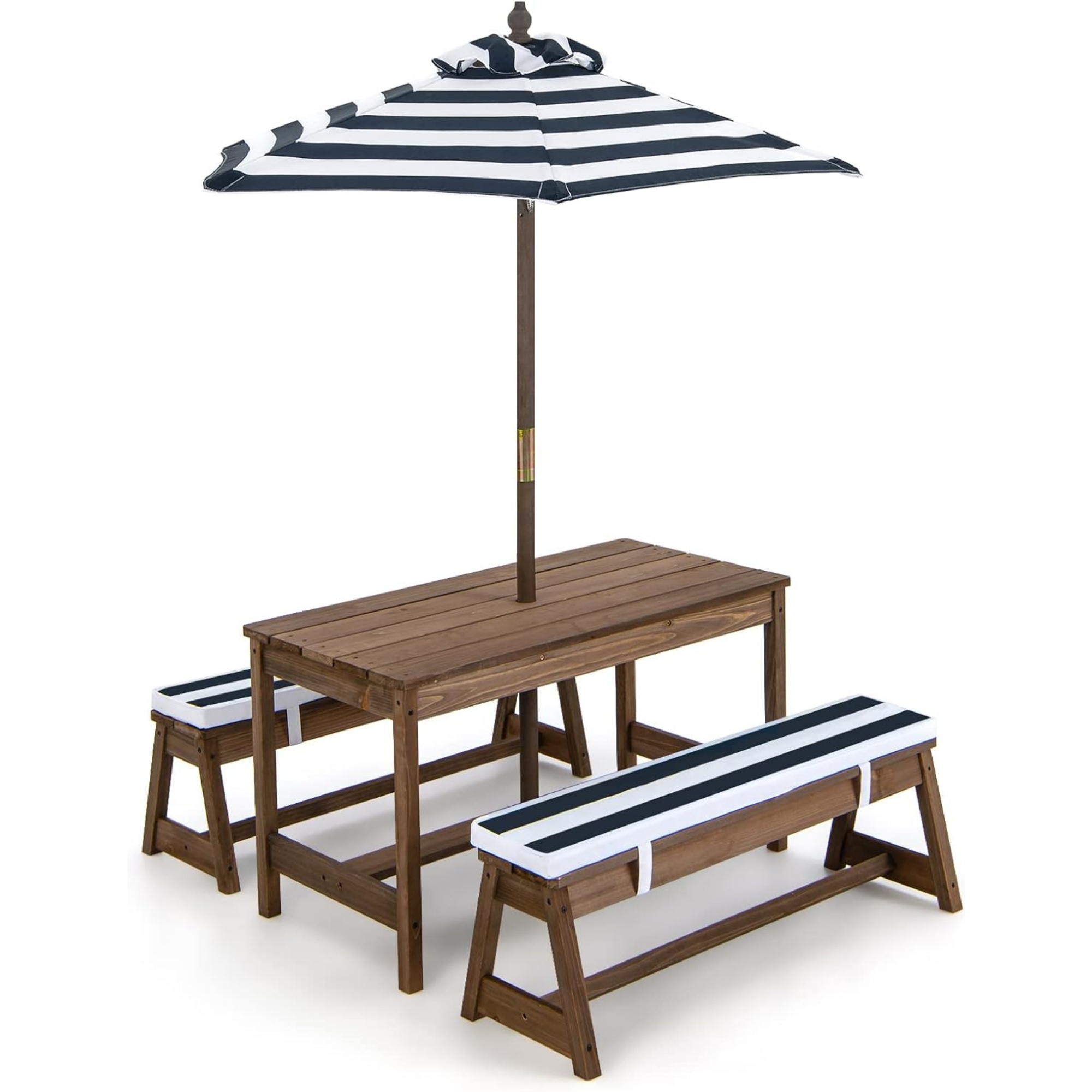 Kids Outdoor Table With Umbrella - Kinder-Picknicktisch mit Sonnenschirm, klappbar, Garten-Holztisch- und