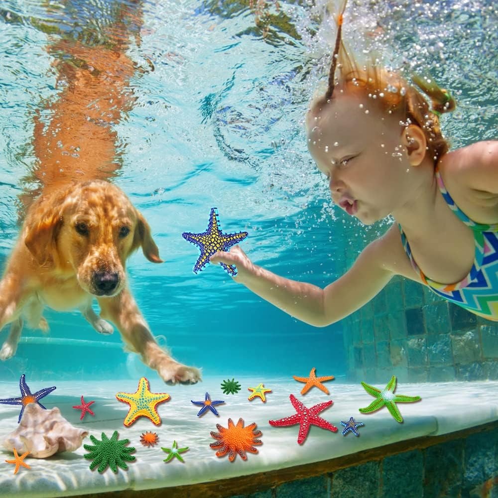 Kids Outdoor Water Toys - Tauchbecken-Spielzeug, bunte Seestern, Unterwasser-Pool-Spielzeug, weicher Gummi-Tauchwurf