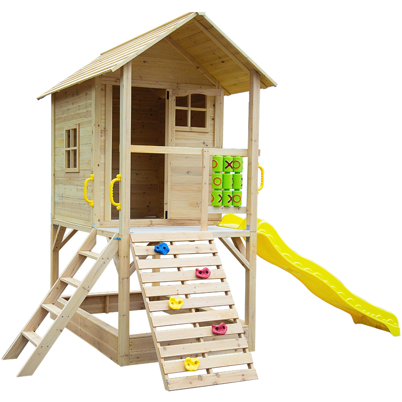 Kids Outdoor Wooden Playhouse - Kinder-Holz-Spielhäuser für den Garten, Kinder-Holz-Kunststoff-Spielhaus mit