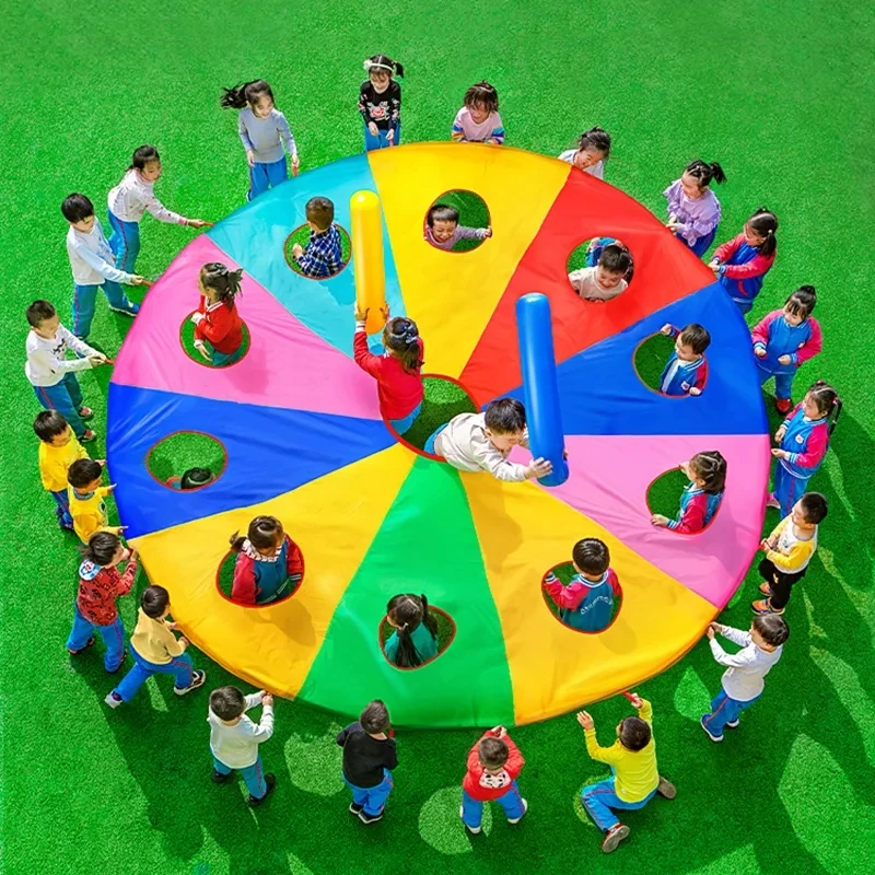Kids Outdoor Games For Party - Regenbogen-Fallschirm-Knocks-Gopher-Spiel: Interaktives Versteckspiel für Kinder und