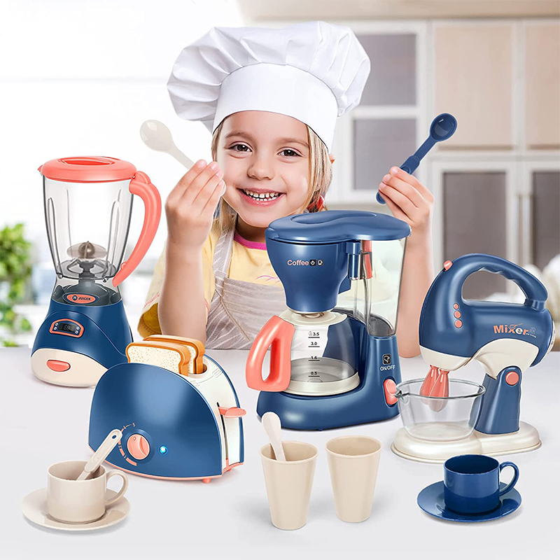 Kids Outdoor Kitchen - Mini-Haushaltsgeräte, Küchenspielzeug, Rollenspielset mit Kaffeemaschine, Mixer,