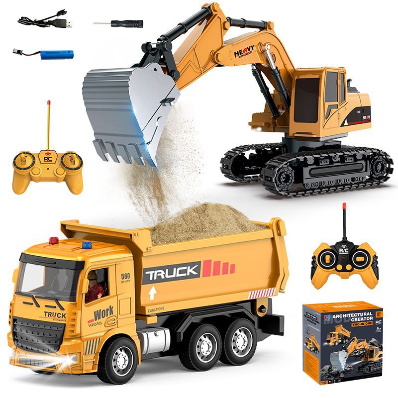 Kids Outdoor Vehicles - Ferngesteuerter Bagger aus Legierung mit Lichtern