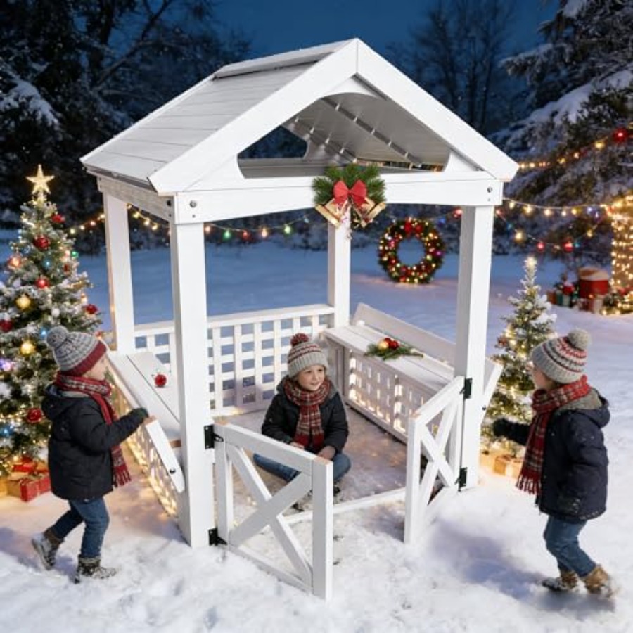 Kids Outdoor Wooden Playhouse - Outdoor-Holzspielhaus für Kinder von 2-8 Jahren,