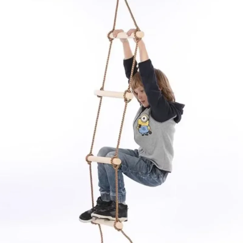 Kids Outdoor Climbing Equipment - Kinder-Kletterseil-Leiter aus Holz Kinderschaukel für Drinnen