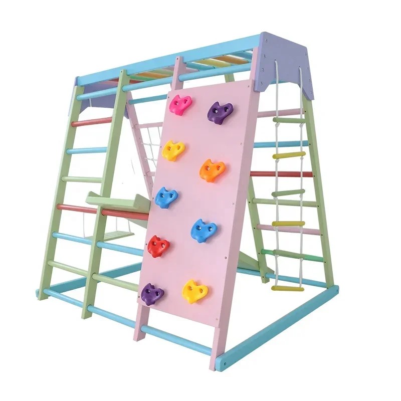 Kids Outdoor Slide Set - Kinder-Klettergerüst aus Holz für drinnen mit