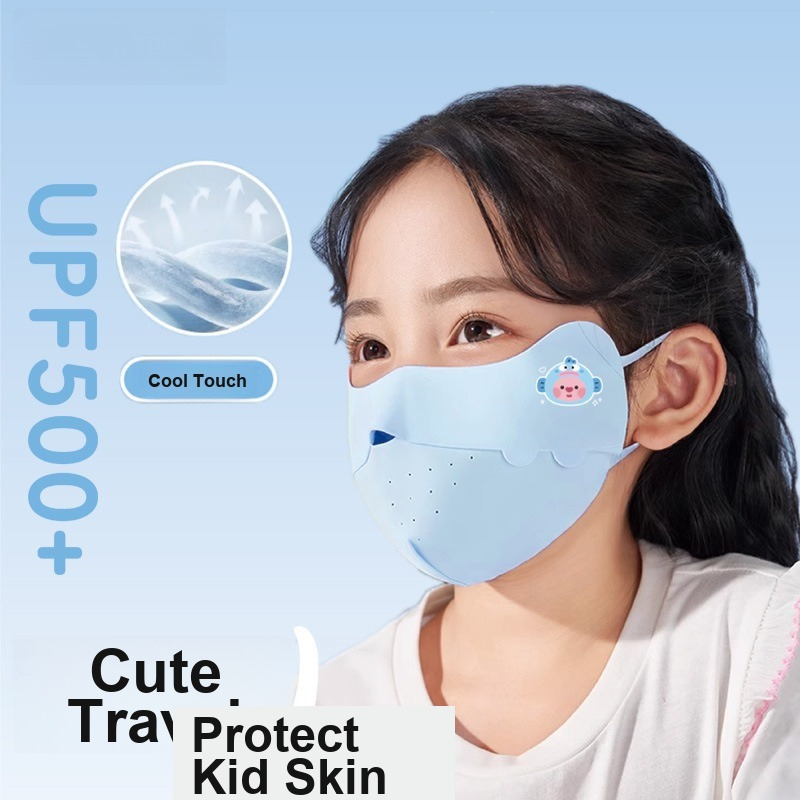 Outdoor Kid Friendly - Kinder-Eisseiden-Gesichtsmaske mit niedlichem Aufdruck, UV-Schutz, hautfreundlich,