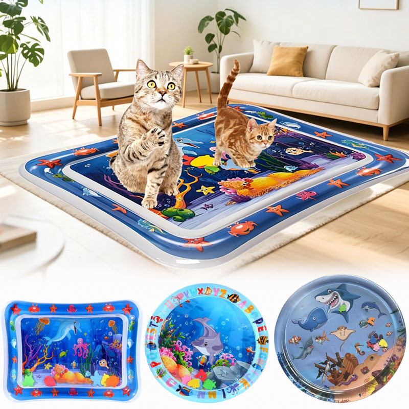 Slip Slide Water Mat - Verbesserte Verdickte PVC-Wasserspielmatte für Katzen und