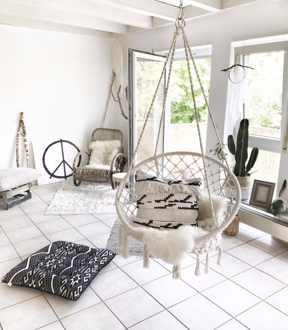 Kids Outdoor Hammock Chair - 2025 Nordic Garten Handgemachte Gestrickte Runde