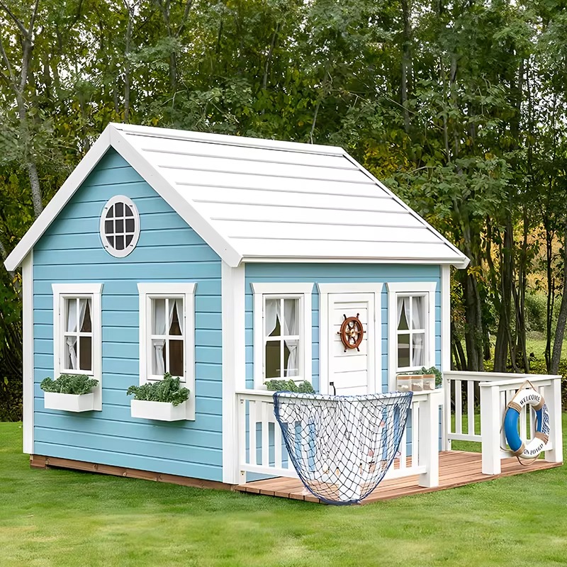 Kids Outdoor Wooden Playhouse - Outdoor Garten-Spielhaus für Kinder, Holz-Spielplatzhaus