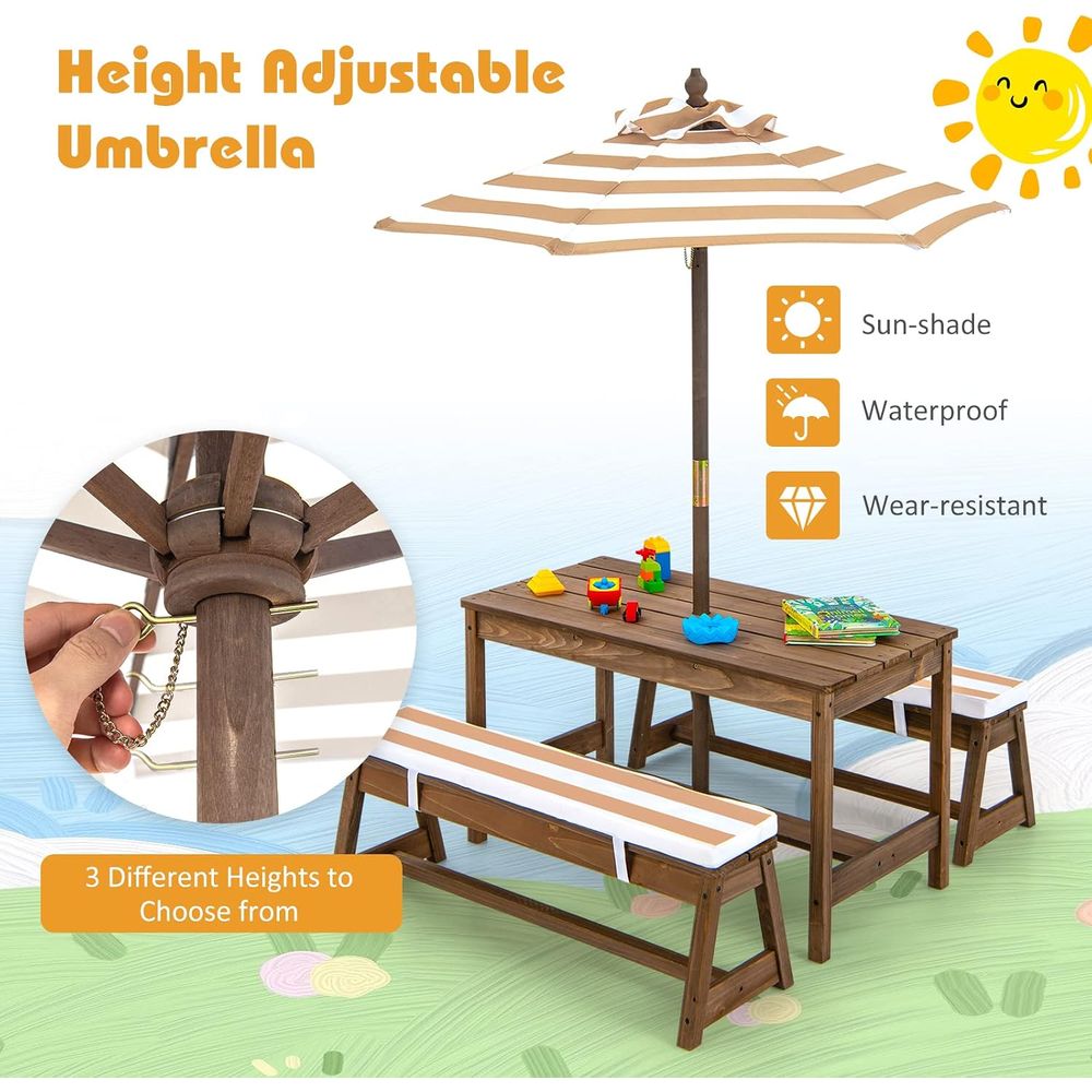 Kinder-Picknicktisch, Holztisc – Kids Outdoor Table And Chairs With Umbrella Bewertung und Preis