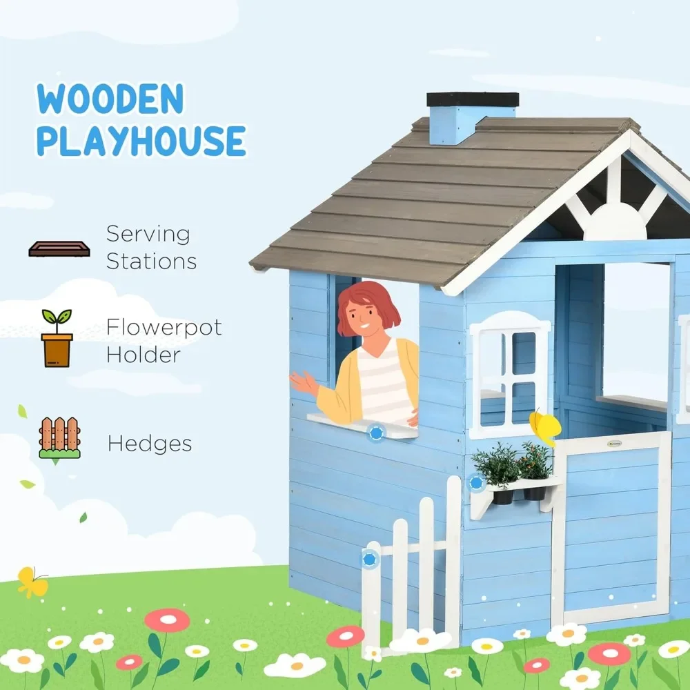 Spielhaus für Kinder, Outdoor- – Kids Outdoor Wooden Playhouse Bewertung und Preis