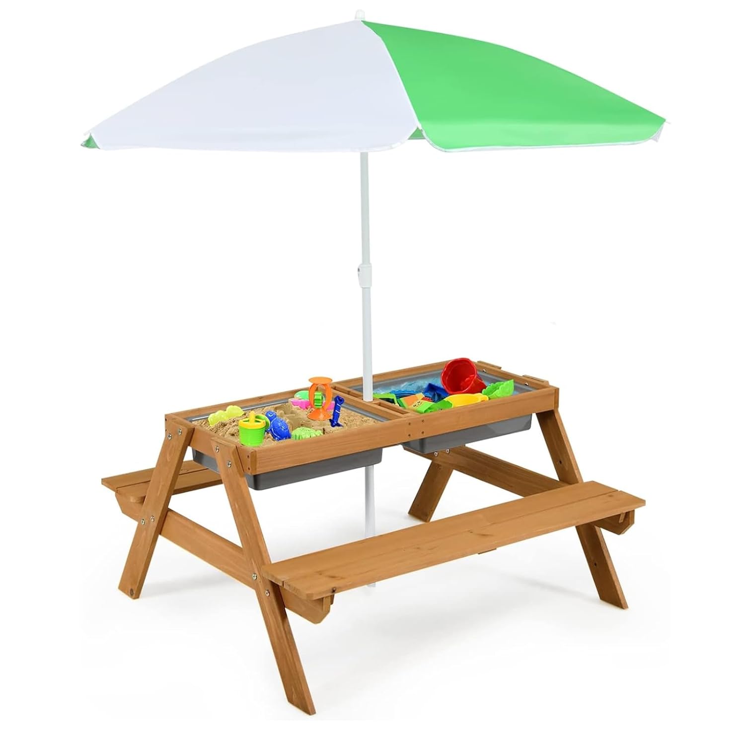 4-in-1 Zedernholz Kinder-Pickn – Kids Outdoor Table With Umbrella Bewertung und Preis
