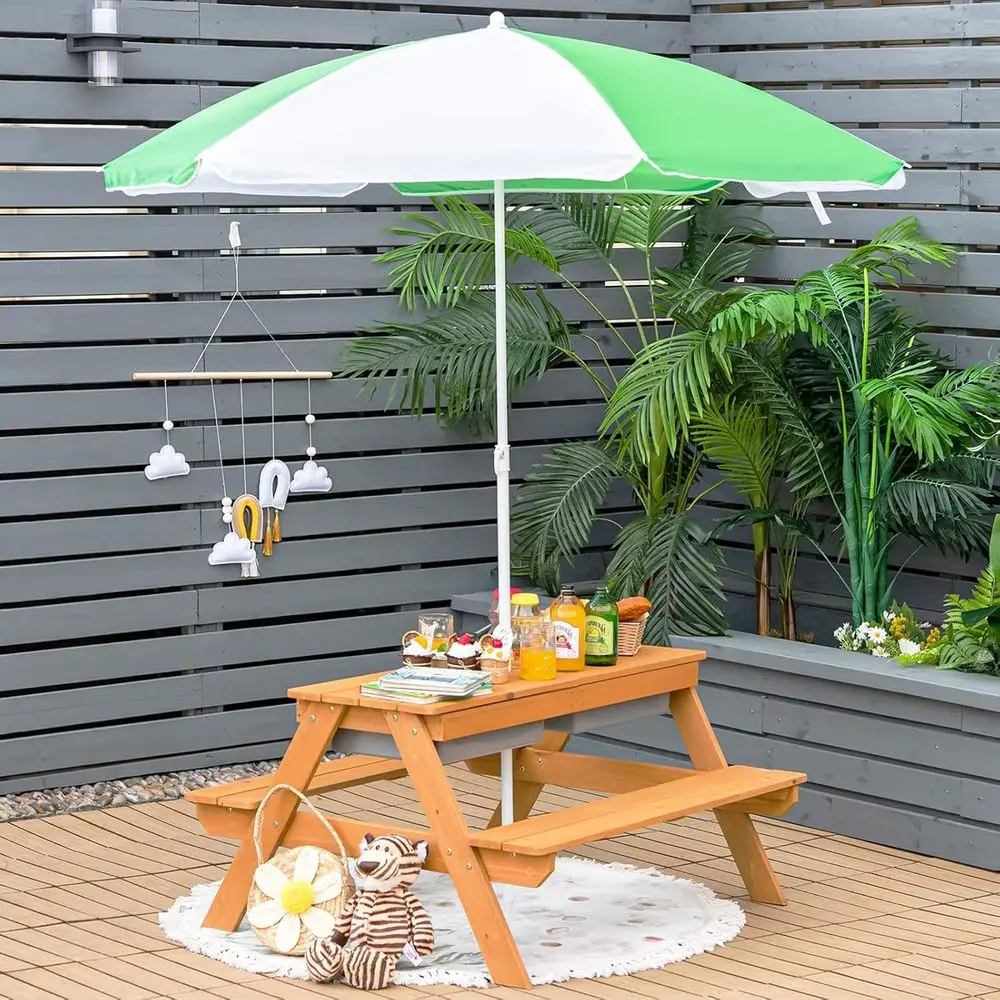4-in-1 Holz-Sand- und Wasserti – Kids Outdoor Table With Umbrella Bewertung und Preis