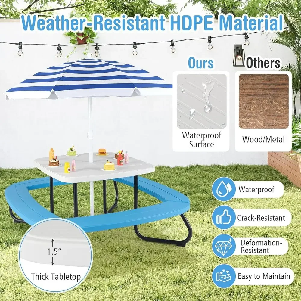 8-Personen Kinder-Picknicktisc – Kids Outdoor Table With Umbrella Bewertung und Preis