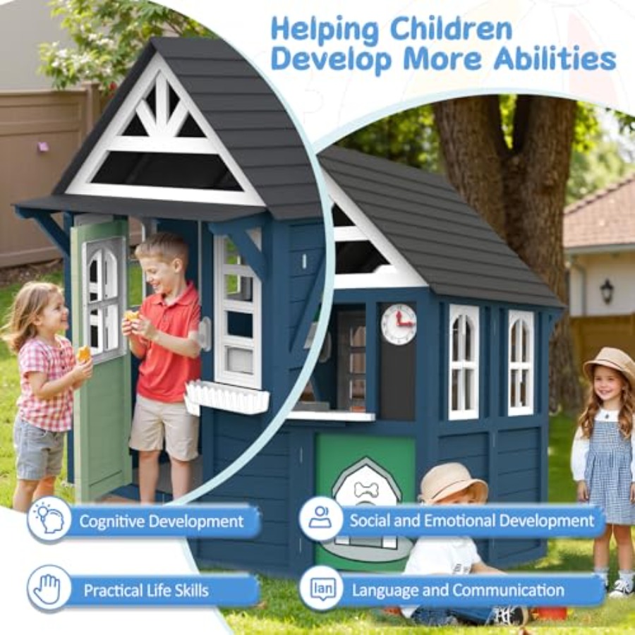 Outdoor-Spielhaus für Kinder:  – Kids Outdoor Wooden Playhouse Bewertung und Preis