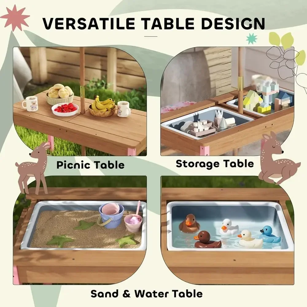 Holz-Picknicktisch-Set mit Son – Kids Outdoor Table With Umbrella Bewertung und Preis