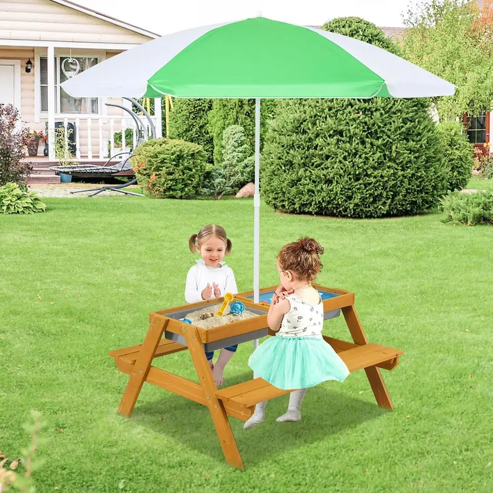 3-in-1 Höhenverstellbarer Rege – Kids Outdoor Table With Umbrella Bewertung und Preis