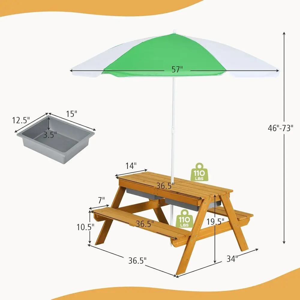 3-in-1 Höhenverstellbarer Rege – Kids Outdoor Table With Umbrella Bewertung und Preis