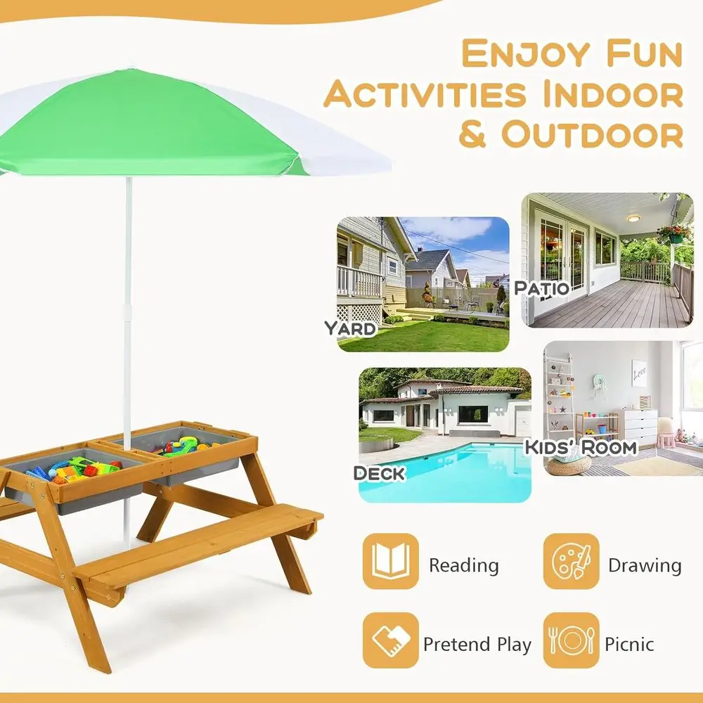 3-in-1 Höhenverstellbarer Rege – Kids Outdoor Table With Umbrella Bewertung und Preis