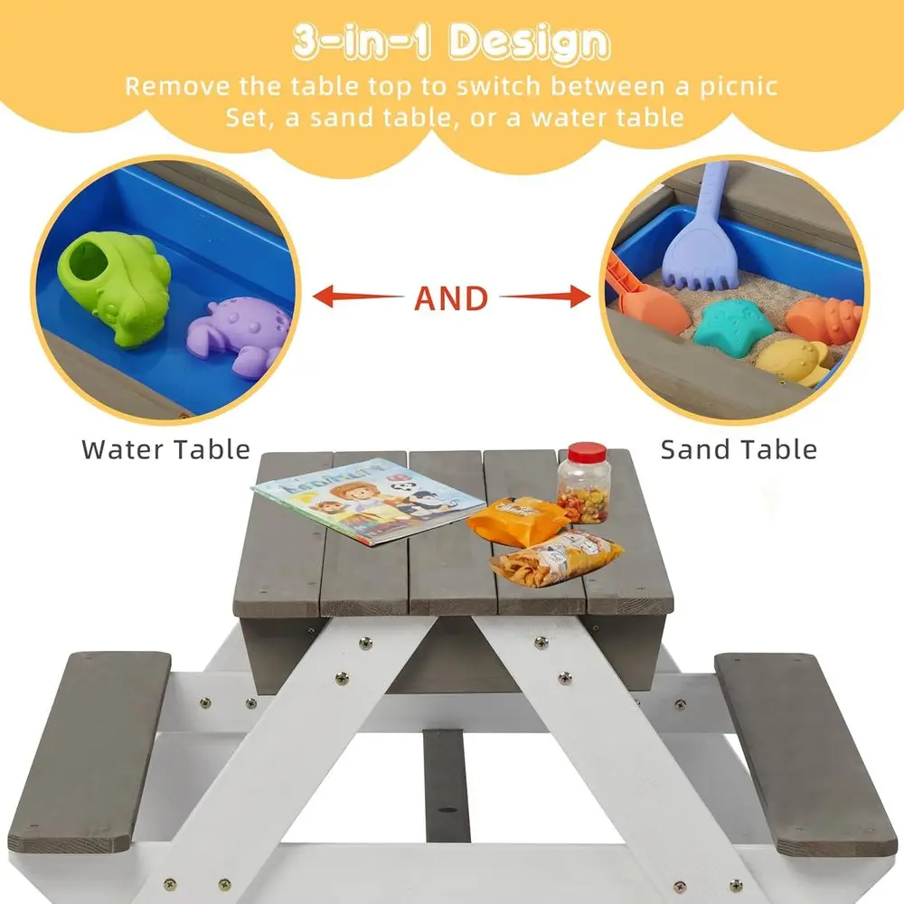 Konvertierbarer 3-in-1 Holz-Pi – Kids Outdoor Table With Umbrella Bewertung und Preis