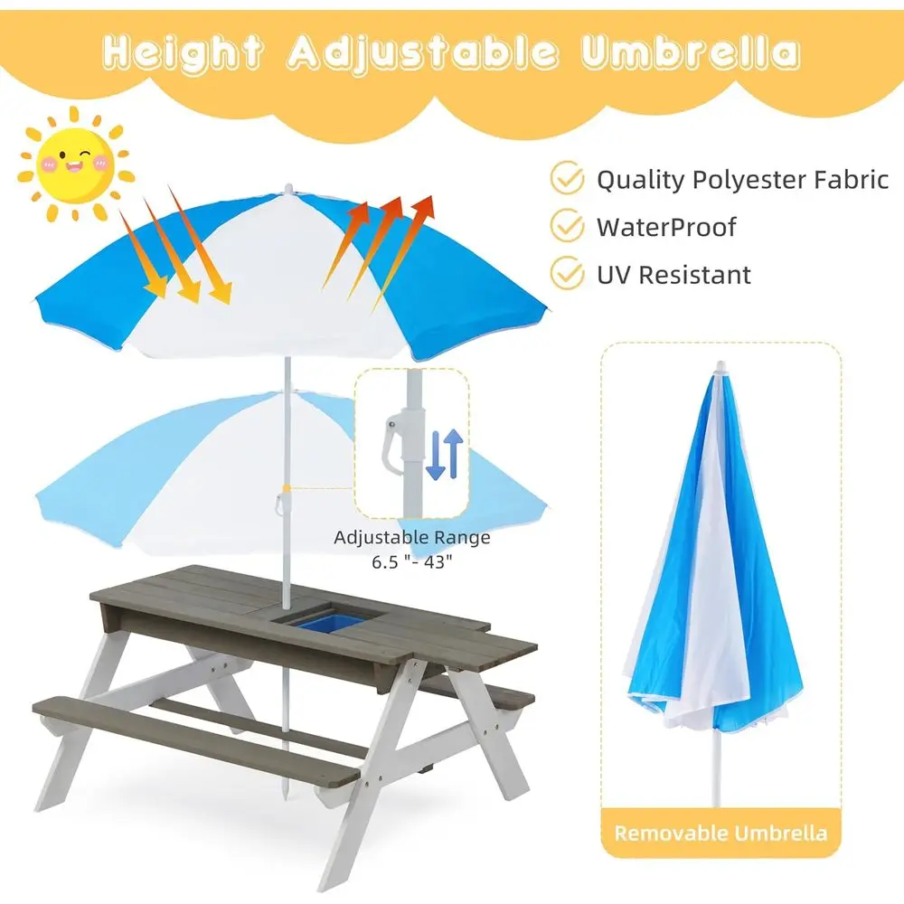 Konvertierbarer 3-in-1 Holz-Pi – Kids Outdoor Table With Umbrella Bewertung und Preis