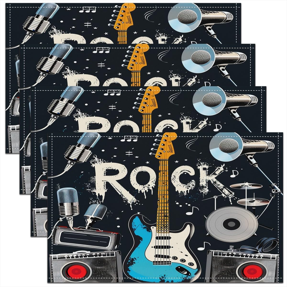 Rockmusik-Tischsets, 4er-Set,  – Kids Outdoor Kitchen Bewertung und Preis