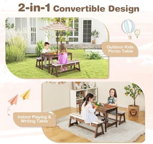 Kinder-Picknicktisch, Outdoor- – Kids Outdoor Table With Umbrella Bewertung und Preis