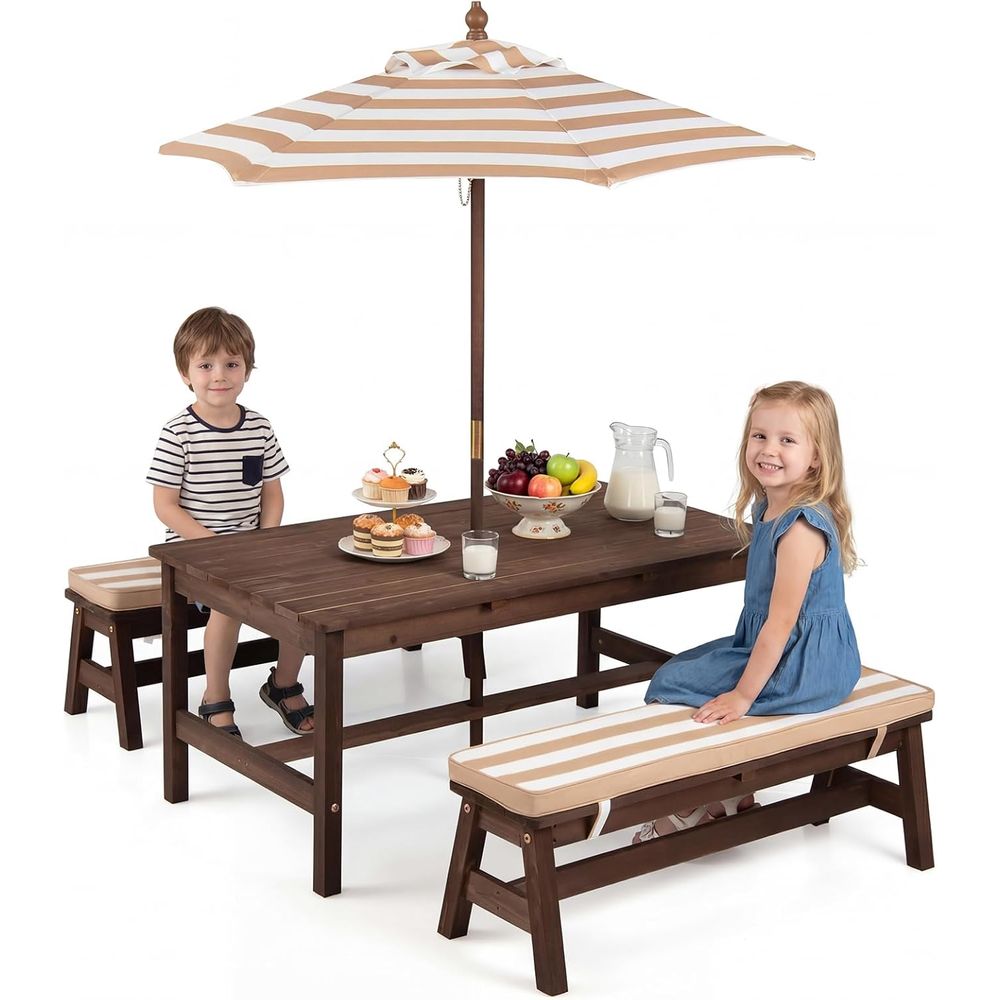 Kinder-Picknicktisch, Holztisc – Kids Outdoor Table With Umbrella Bewertung und Preis