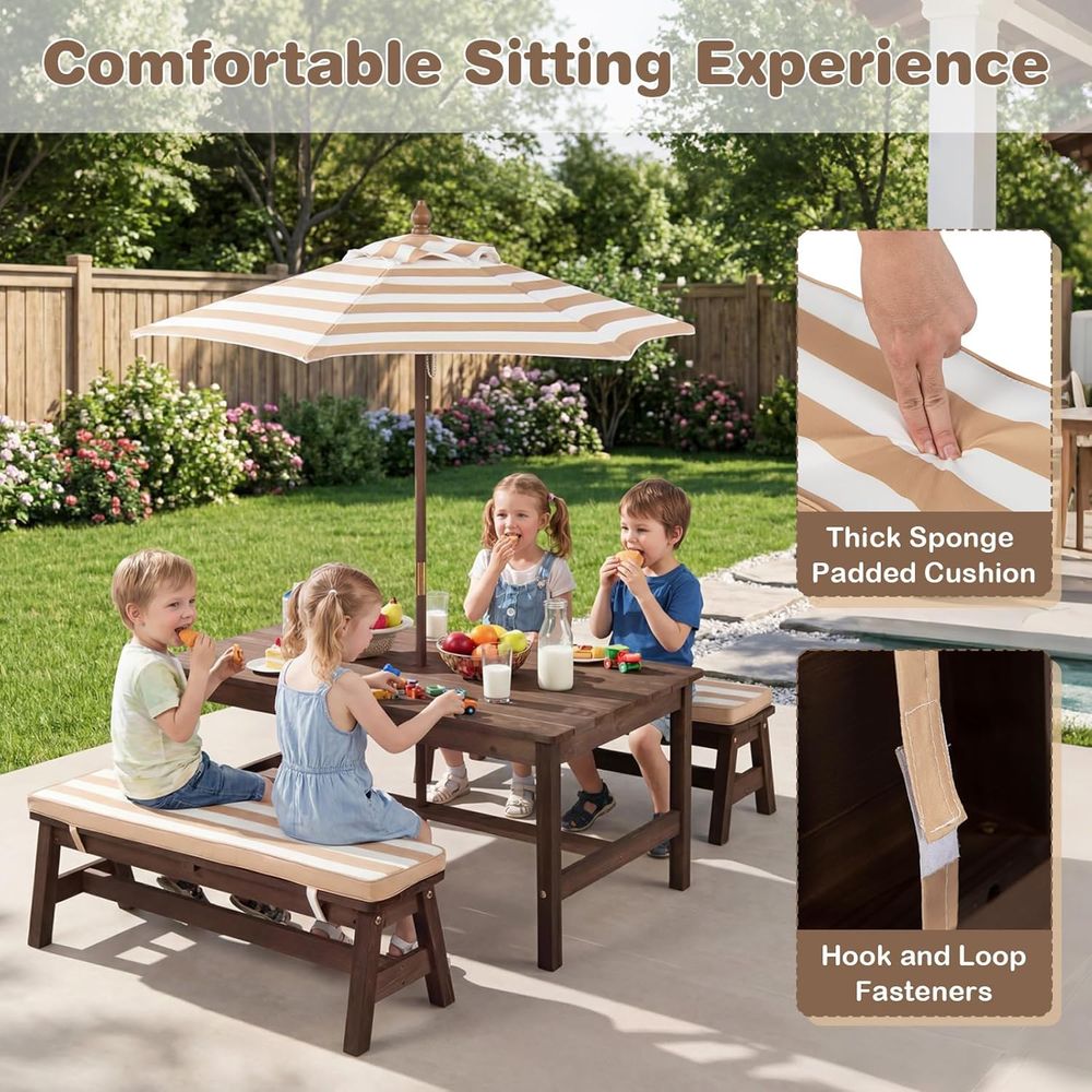Kinder-Picknicktisch, Holztisc – Kids Outdoor Table With Umbrella Bewertung und Preis