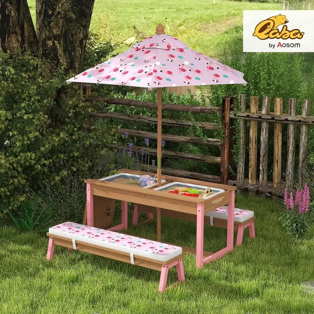 Holz-Picknicktisch-Set mit Son – Kids Outdoor Table With Umbrella Bewertung und Preis