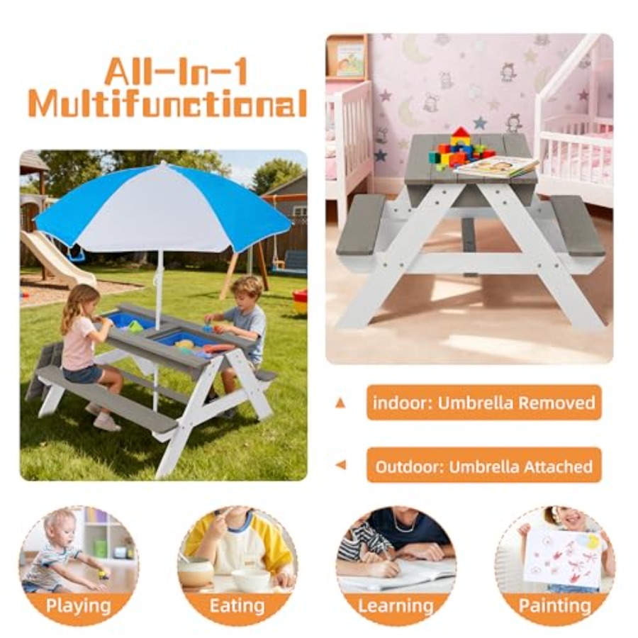 Outdoor-Picknicktisch für Kind – Kids Outdoor Table With Umbrella Bewertung und Preis