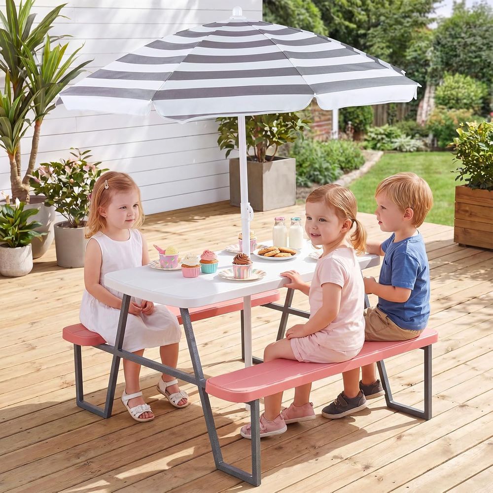 Kinder-Picknicktisch, Outdoor- – Kids Outdoor Table With Umbrella Bewertung und Preis
